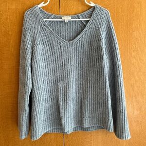 Lucky Brand Gray V-Neck Ribbed Sweater